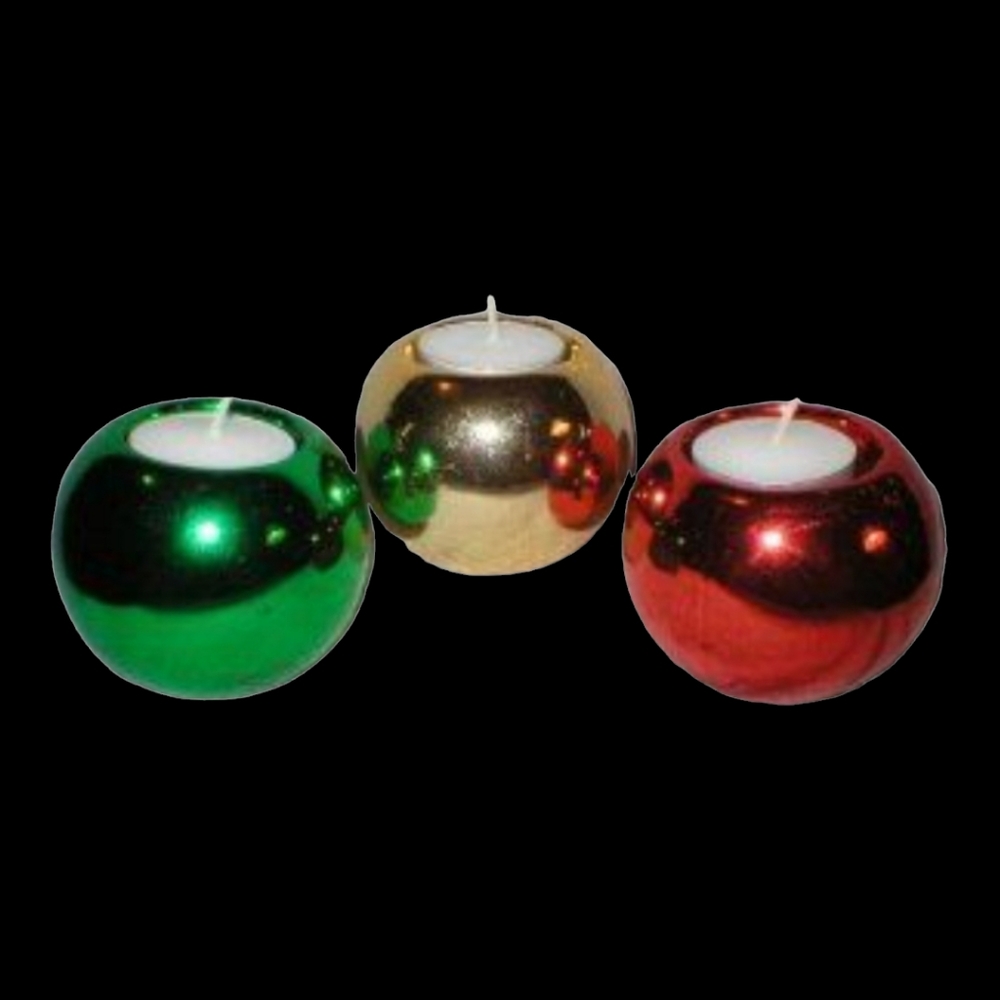 Set Of 3 Chadwick-Miller Inc. Christmas Ornaments Candle Holders Red Gold Green